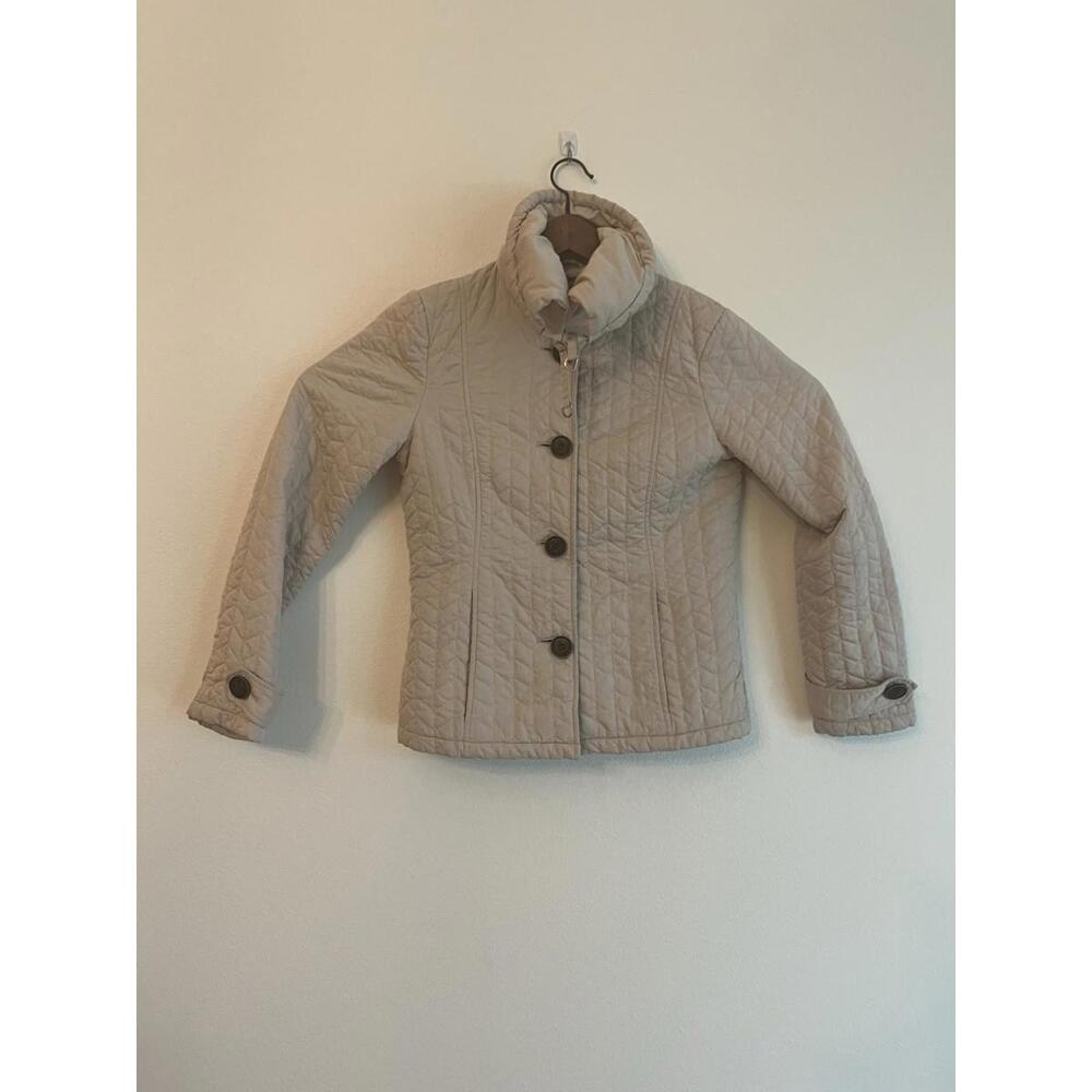 Kenneth Cole Jacket Womens Ivory/Winter White Small quilted button up Pockets